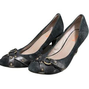 Levity Black Velvet Heels - Size 7 With Original Box - Preowned